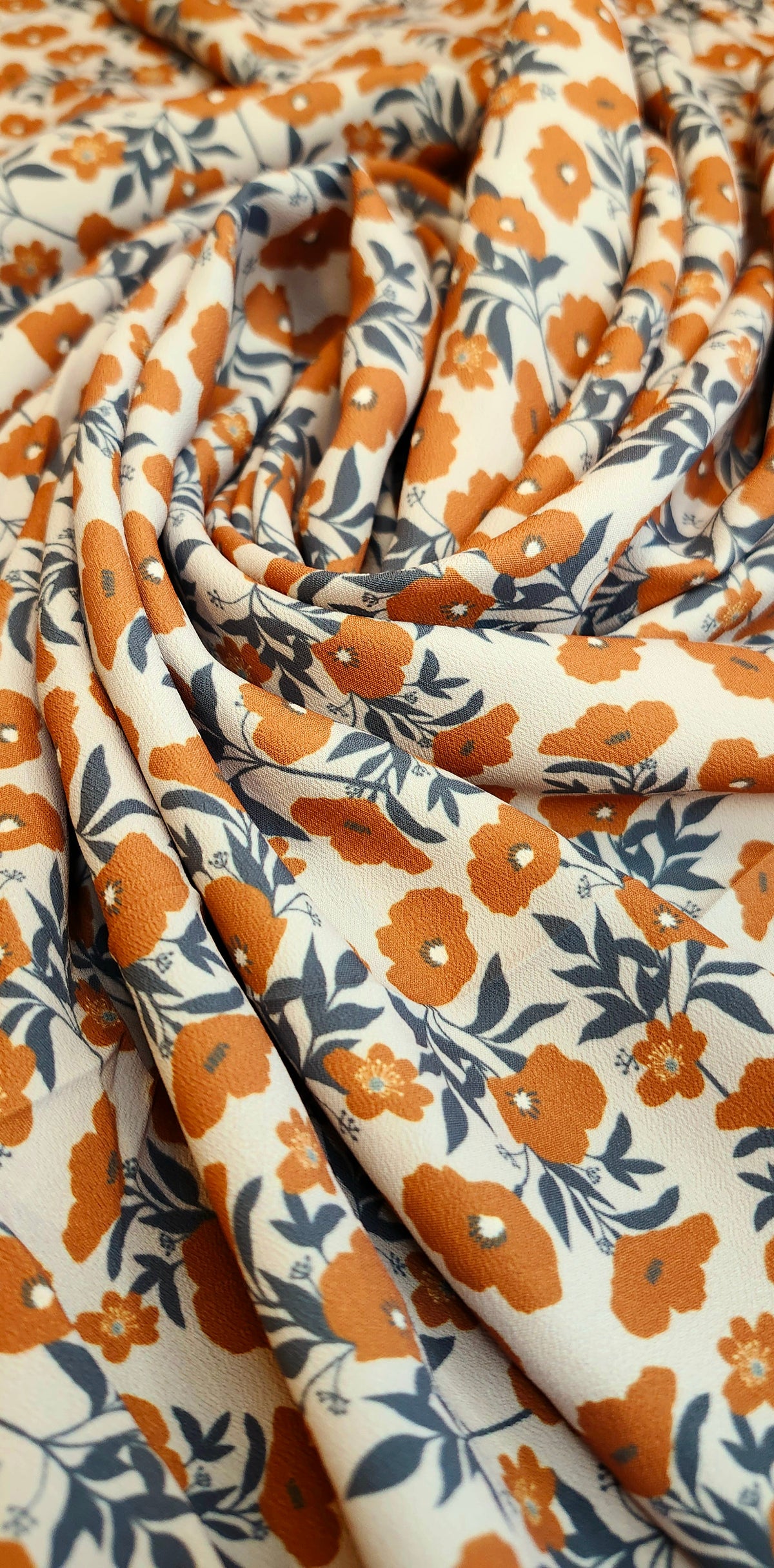Blue Rose Poly Crepe de Chine Remnant
