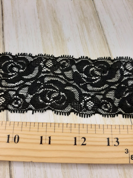 Black 3 Inch Gothic Rose Venice Lace